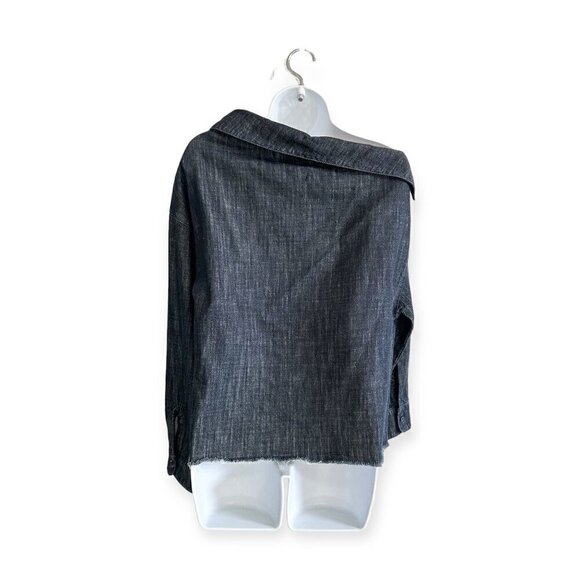 RTA Zaria One-shoulder Denim Blouse In Total Blue, Size XS, - Picture 6 of 16